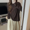 Soft and glutinous knitted sweater for women's early autumn, a new laid-back style, loose and versatile, slimming round-neck long-sleeved knitted top T-shirt Specification image